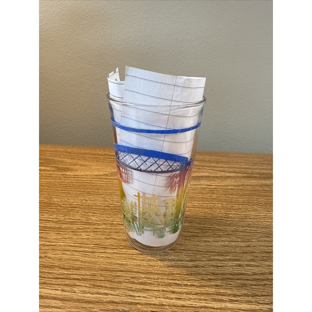Cactus Case House Palm Trees Multi Colored Drink Glass Tumbler Faded‎ (5)